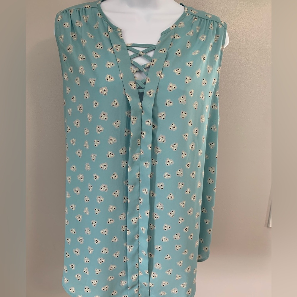 NWT Pleione Blue Lace Up Tank